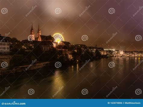 Dramatic Night Cityscape of the Basel Old Town Skyline Stock Photo - Image of horizontal ...