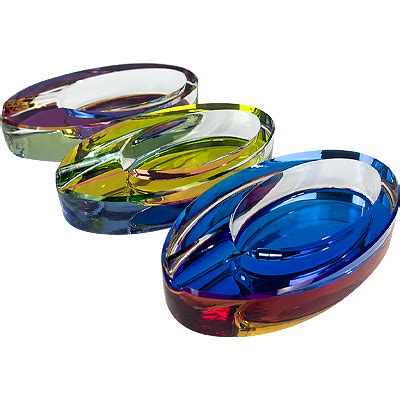 5" Oval Iridized Glass Ashtray | Assorted Colors