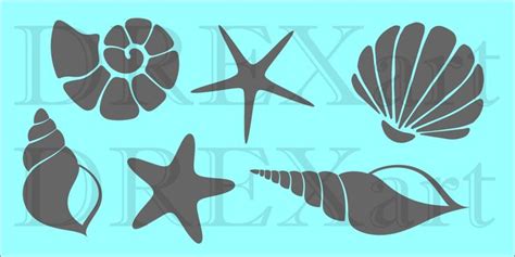 SEASHELLS STENCIL - 6 x 12 - 7 mil Mylar | Stencils, Stencil designs, Sea shells