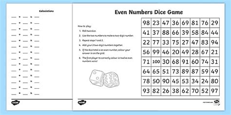 Odd and Even Numbers Dice Game | Odd and Even Game - Twinkl