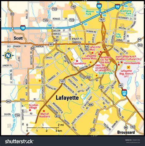 Lafayette, Louisiana Area Map Stock Vector Illustration 139401350 : Shutterstock