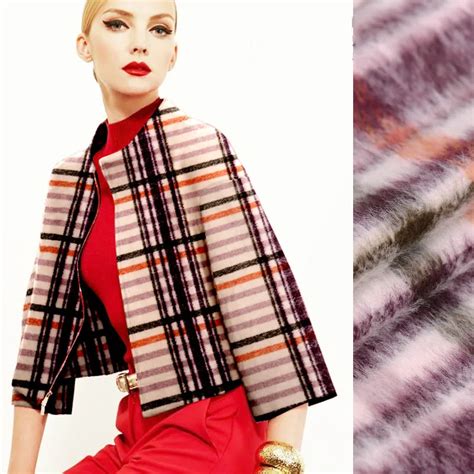 Plaid long wool super soft wool fabric autumn and winter clothing fabrics high quality fabric ...