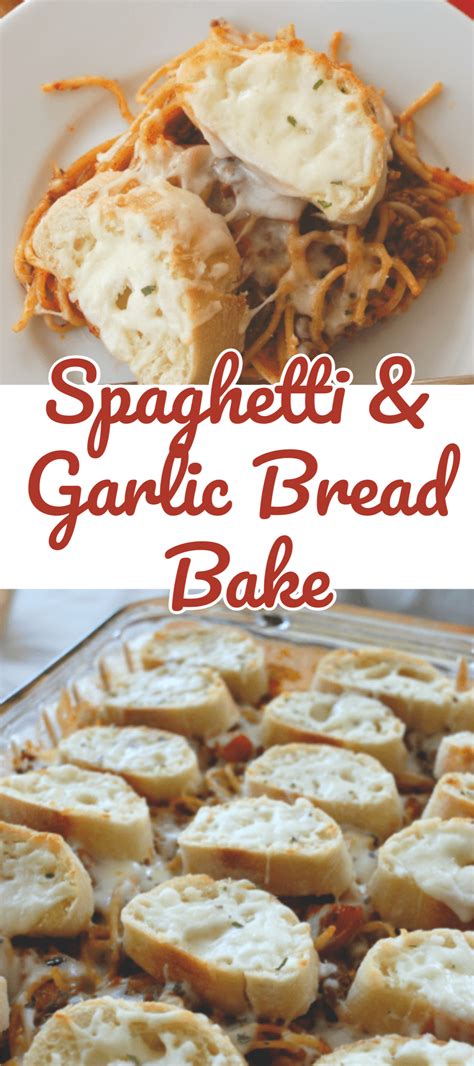 Spaghetti and Garlic Bread Bake Recipe - Thrifty Jinxy