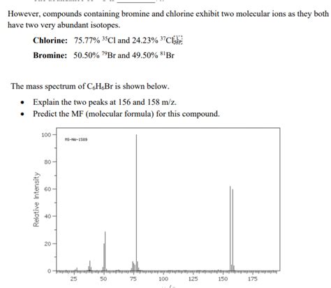 Solved The mass spectrum of C6H6Br is shown below. • Explain | Chegg.com