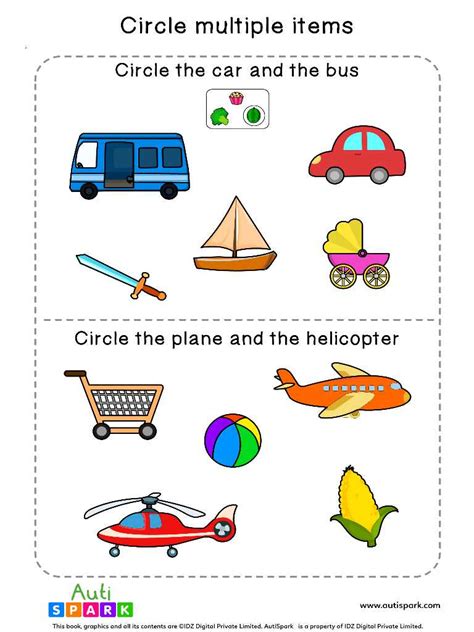 Circle & Identify Objects #02 – Best Sorting Worksheet - AutiSpark