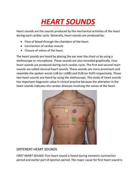 Heart Sounds - HEART SOUNDS Heart sounds are the sounds produced by the ...