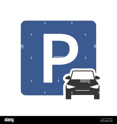 Parking zone vector icon with car symbol top view. Parking transport area, symbol roadsign for ...