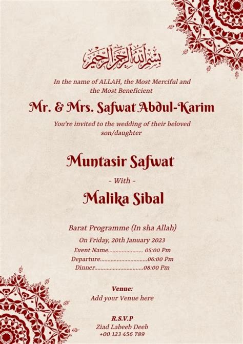 Islamic Wedding Invitation/ Save the card design template. | Muslim ...