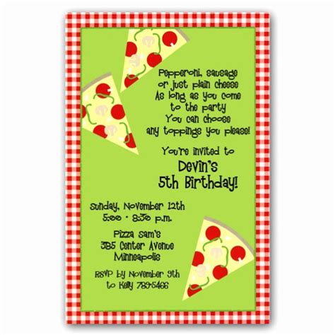 Pizza Party Invitation Wording