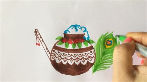 Janmashtami dahi handi drawing easy | simple art for kids - YouTube