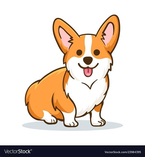 Corgi. Funny orange smiling welsh corgi vector illustration, cute comic canine character ...