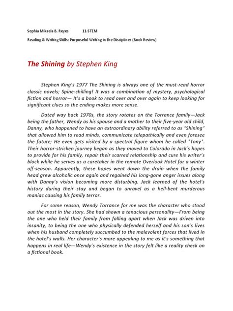 The Shining Book Report | PDF