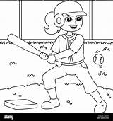 Girl Playing Baseball Coloring Page For Kids Stock Vector Image & Art  sketch template
