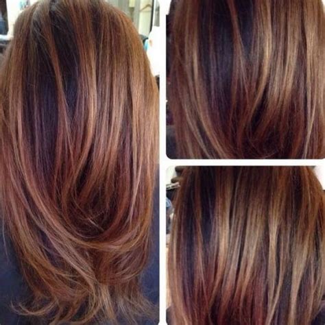 black hair chestnut highlights | Balayage hair dark, Hair styles, Dark hair