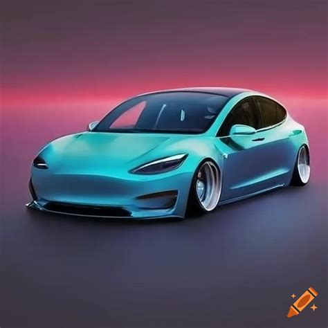 Image of a slammed tesla car on Craiyon