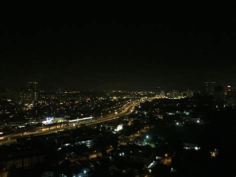 City Lights at Night from Hotel Room