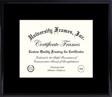 8.5 x 11 Certificate Frame Wide Black Metal