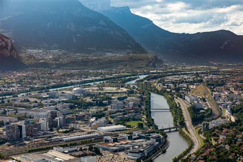 View To the City of Grenoble from the Bastille Fortress Stock Photo ...