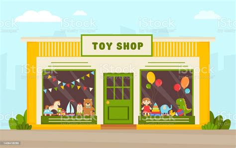 Toy Store Facade Modern Toy Shop Vector Illustration Retail Trail Toy Store Window Shop Window ...