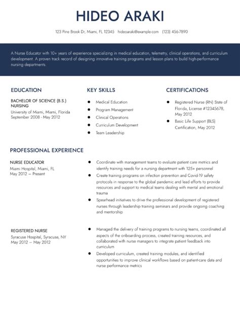 Nurse Educator Resume Examples and Templates for 2024 - ResumeBuilder.com