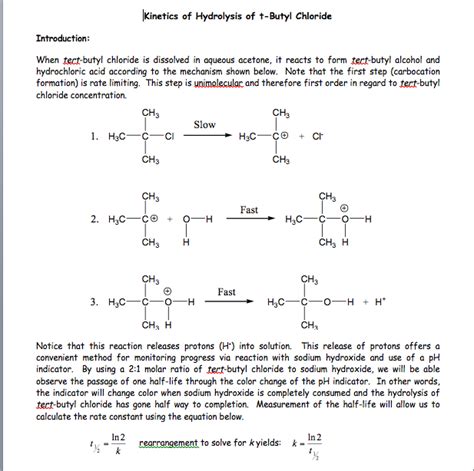 Solved: Kinetics Of Hydrolysis Of T-Butyl Chloride Introdu... | Chegg.com