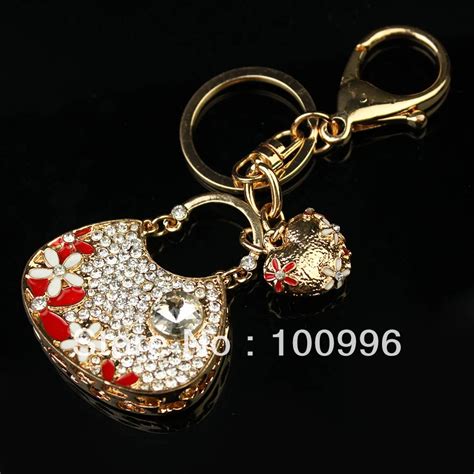 Free Shipping wholesale crystal keychains for women mix order $15 alloy rhinestones replica ...