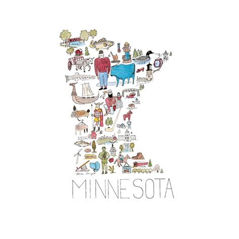 Minnesota Map Art Minneapolis St Paul MN Map Art State Map Travel ...