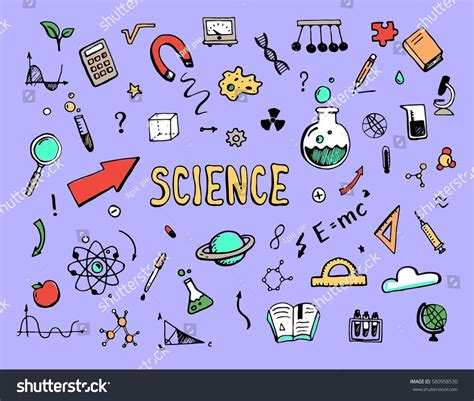 Hand Drawn Set Cartoon Science Elements Stock Vector (Royalty Free ...