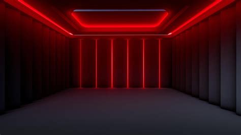 Premium Photo | Modern black empty room interior with red led light 3d ...