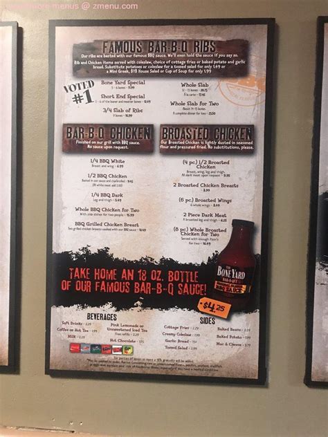 Menu at The BoneYard Bar-B-Q, Dearborn Heights