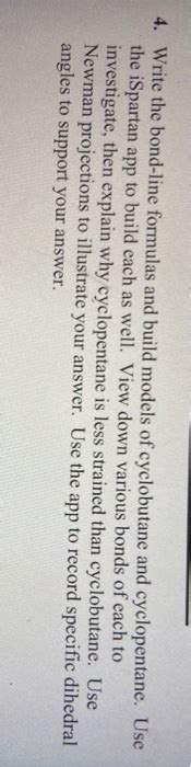 Solved 4. Write the bond-line formulas and build models of | Chegg.com
