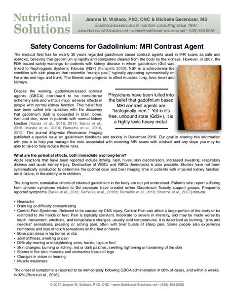 Gadolinium: MRI Contrast Agent