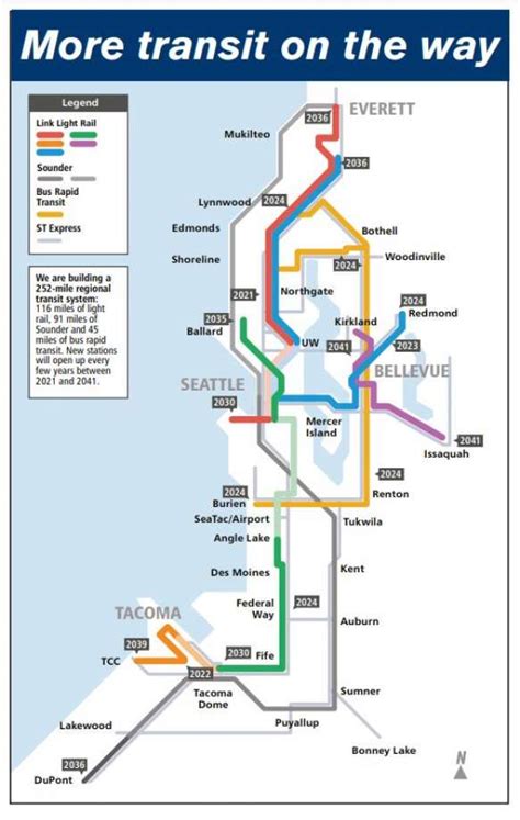 Map Of Seattle Light Rail - State Coastal Towns Map