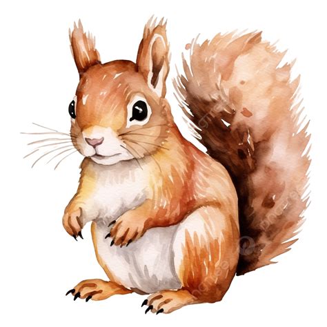 Watercolor Squirrel Cute Clip Art, Watercolor, Hand, Draw PNG ...