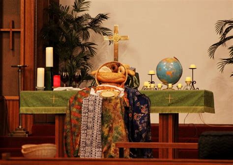 Altar for World Communion Sunday, Oct. 5, 2014, at Morrisville United Methodist Church Church ...