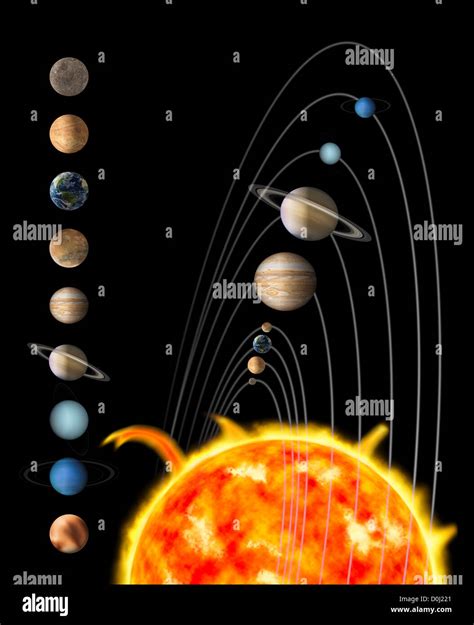 Digital Illustration of the Sun and Nine Planets of Our Solar System Stock Photo - Alamy