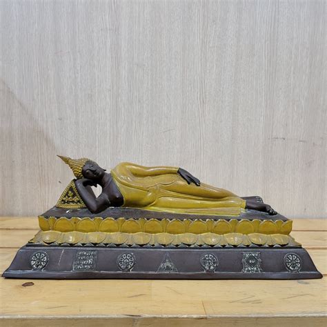 LP Pae Sleeping Buddha 35cm Brass Statue, Hobbies & Toys, Memorabilia & Collectibles, Religious ...