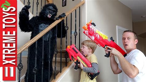 The Prank Wars Part Four! Ethan Vs. Cole Nerf Blaster Gorilla Costume Attack Madness! - YouTube