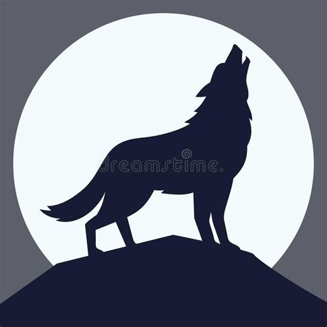 The Wolf Howling at the Moon, Vector Illustration, Silhouette of Wolf ...