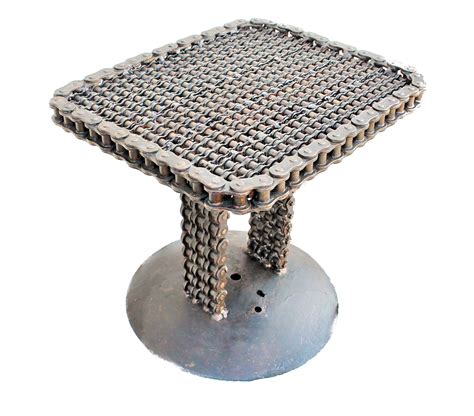 Welded Recycled Metal End Tables, Upcycled Side Table, Chain Art ...