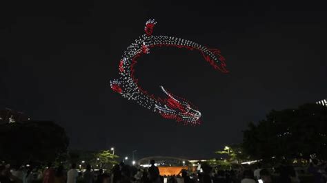 1,500 Drones Create Flying Dragon at Chinese Festival