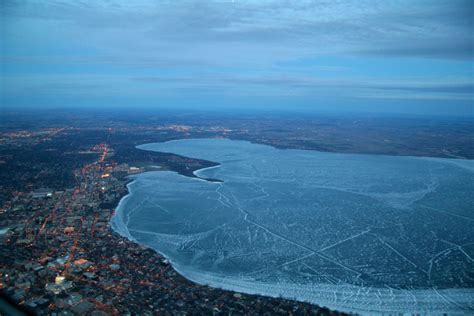 lake mendota frozen from an airplane aerial view from above » TwistedSifter