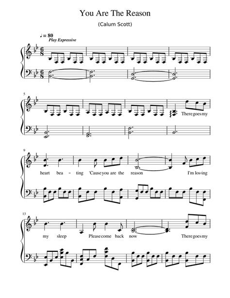 You_Are_The_Reason_Piano_Sheet_(+Lyrics) - piano tutorial