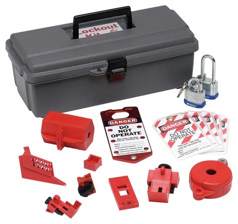 BRADY Portable Lockout Kit, Filled, Electrical/Valve Lockout, Tool Box, Gray - 1D711|65289 ...