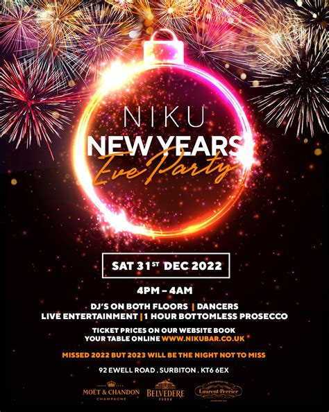 NEW YEARS EVE PARTY 2023 at Niku, Surbiton on 31st Dec 2022 | Fatsoma