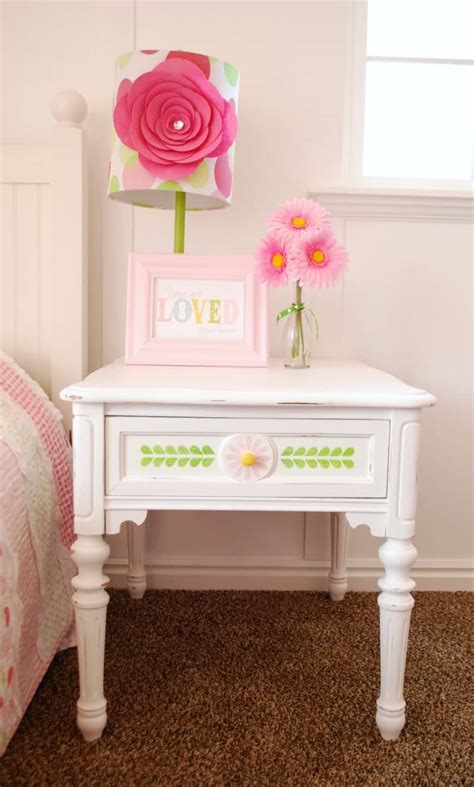 Stenciled nightstand with vintage decor paint