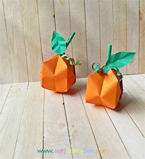 3D Origami Pumpkin Paper Craft Easy - Arty Crafty Bee