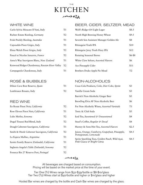 The Kitchen - The Kitchen's Beverage Menu - Page 1