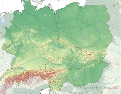 Central Europe Physical Map