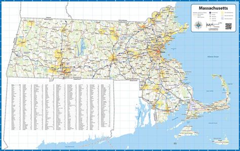 Massachusetts Laminated Wall Map | topographics